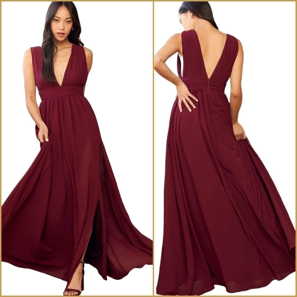 NWT Lulus Heavenly Hues Burgundy Maxi Dress